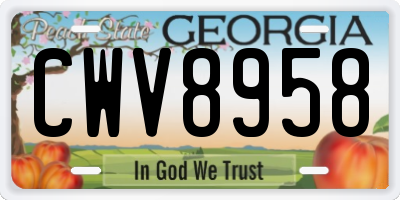GA license plate CWV8958