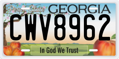 GA license plate CWV8962
