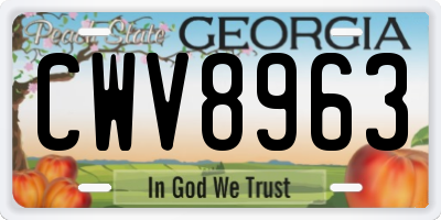GA license plate CWV8963