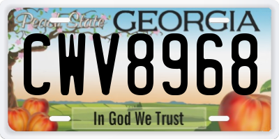 GA license plate CWV8968