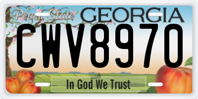 GA license plate CWV8970