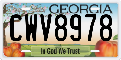 GA license plate CWV8978