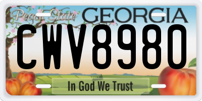 GA license plate CWV8980