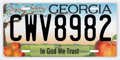GA license plate CWV8982