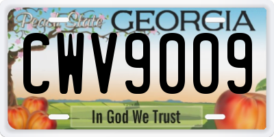 GA license plate CWV9009