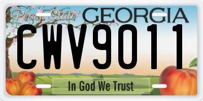 GA license plate CWV9011