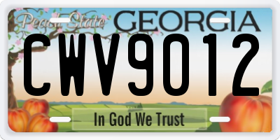 GA license plate CWV9012