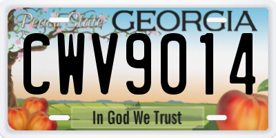 GA license plate CWV9014