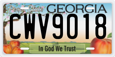 GA license plate CWV9018