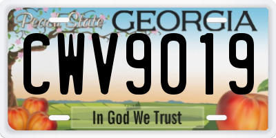 GA license plate CWV9019