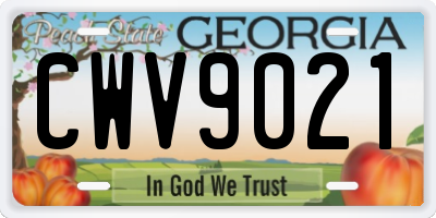 GA license plate CWV9021