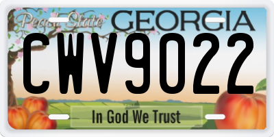 GA license plate CWV9022