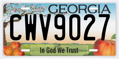 GA license plate CWV9027
