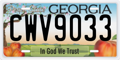 GA license plate CWV9033