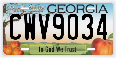 GA license plate CWV9034