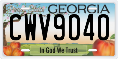 GA license plate CWV9040