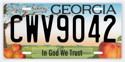 GA license plate CWV9042