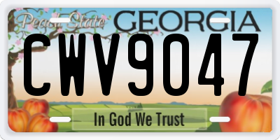 GA license plate CWV9047