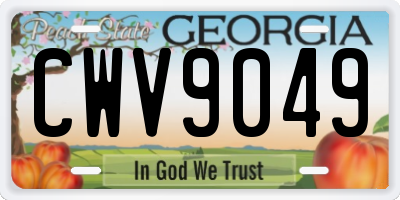 GA license plate CWV9049