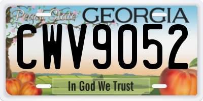 GA license plate CWV9052