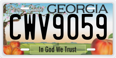 GA license plate CWV9059