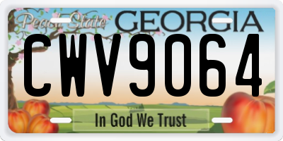 GA license plate CWV9064
