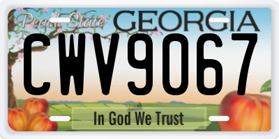GA license plate CWV9067