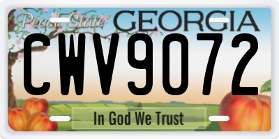 GA license plate CWV9072