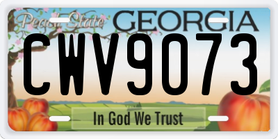 GA license plate CWV9073