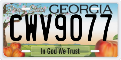 GA license plate CWV9077