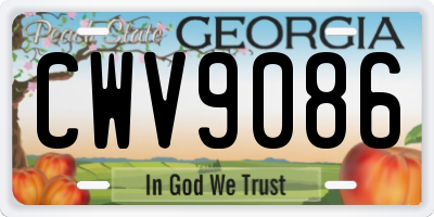 GA license plate CWV9086