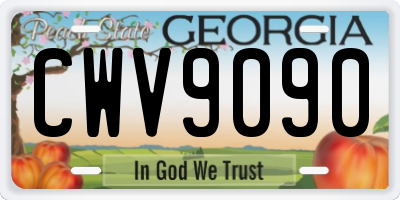 GA license plate CWV9090