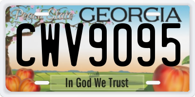 GA license plate CWV9095