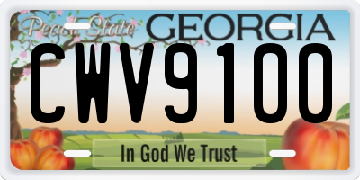 GA license plate CWV9100