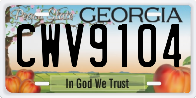 GA license plate CWV9104