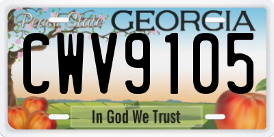 GA license plate CWV9105