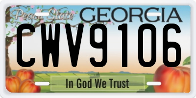 GA license plate CWV9106