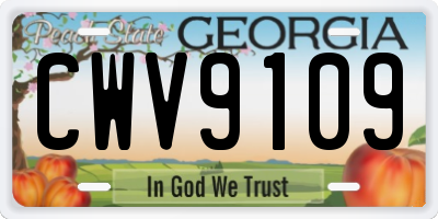 GA license plate CWV9109