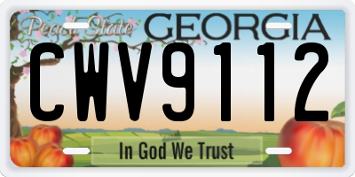 GA license plate CWV9112