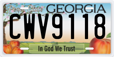 GA license plate CWV9118