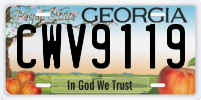 GA license plate CWV9119