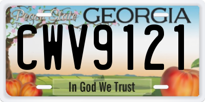 GA license plate CWV9121