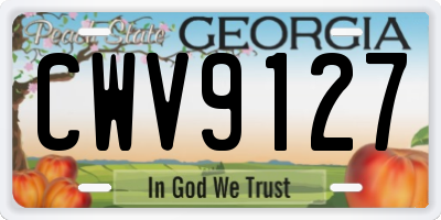GA license plate CWV9127