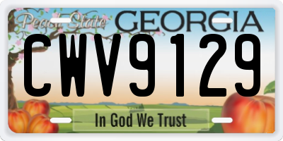 GA license plate CWV9129