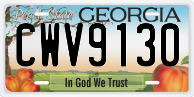 GA license plate CWV9130
