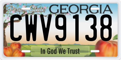 GA license plate CWV9138