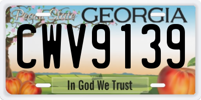 GA license plate CWV9139