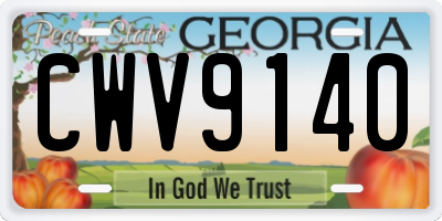 GA license plate CWV9140