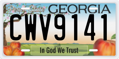 GA license plate CWV9141