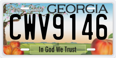 GA license plate CWV9146